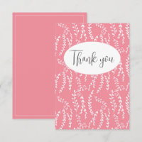 Pretty Pink Floral Flat Thank You Card