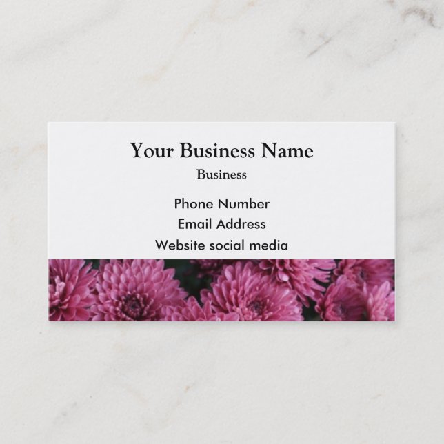 Pretty pink floral flower business card (Front)