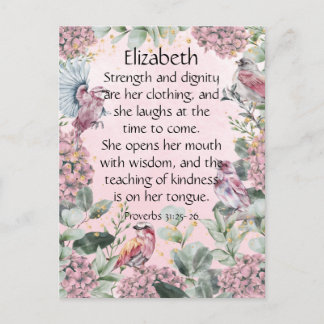 Pretty Pink Floral Garden Birds Proverbs 31 Bible Postcard