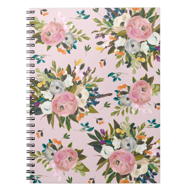 Pretty Pink Floral Garden Notebook (Front)