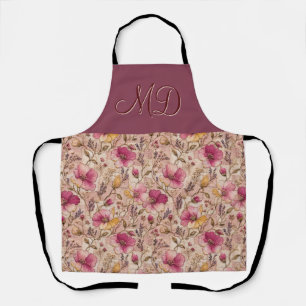 Pretty Pink Floral Garden Pattern Apron