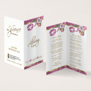Pretty Pink Floral Glitter Lip Instructions  Satin Business Card