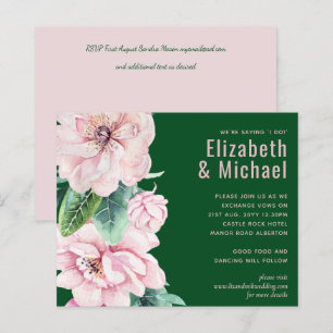 Pretty Pink Floral Green Leaves Wedding Budget