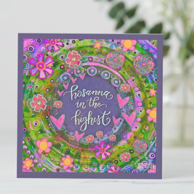 Pretty Pink Floral Hearts Hosanna Easter Card (Creator Uploaded)