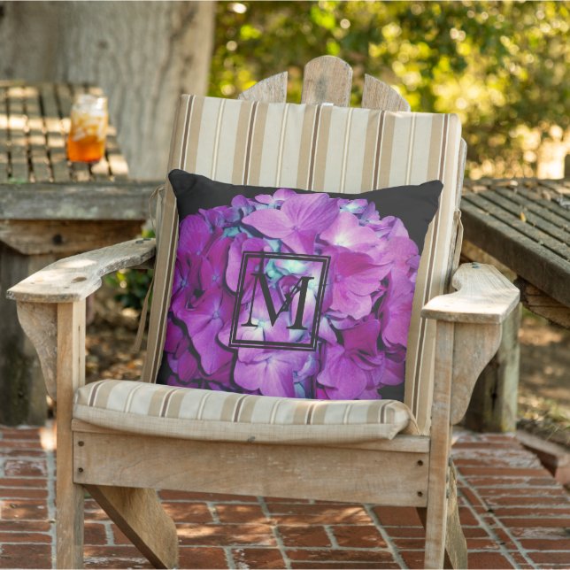 Pretty pink floral Magenta Hydrangea Cushion (Chair)