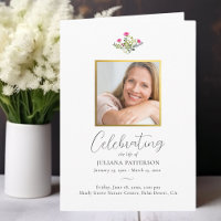 Pretty Pink Floral Order of Service Funeral Photos