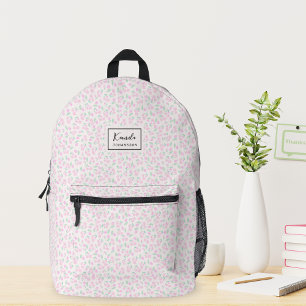 Pretty Pink Floral Pattern Custom Script Name Printed Backpack