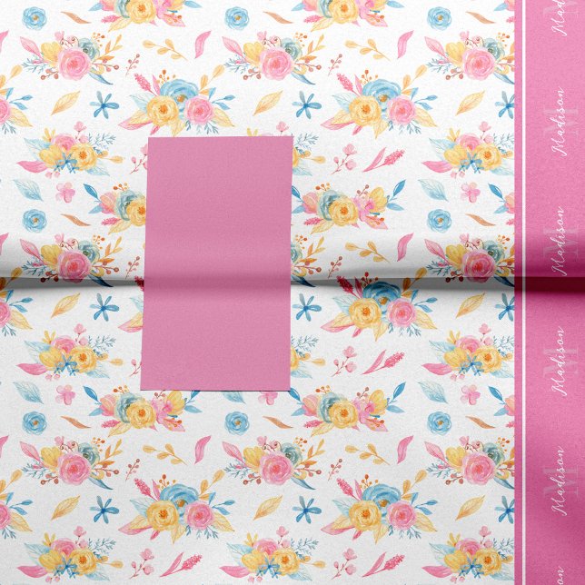 Pretty Pink Floral Pattern Monogrammed Tissue Paper (Creator Uploaded)