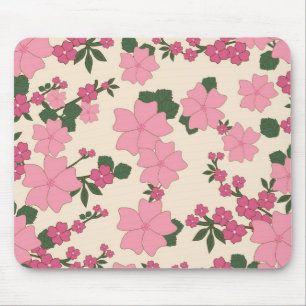 Pretty Pink Floral Pattern Mouse Pad