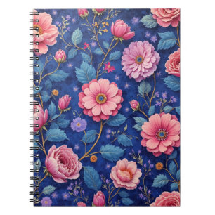 Pretty pink floral pattern notebook