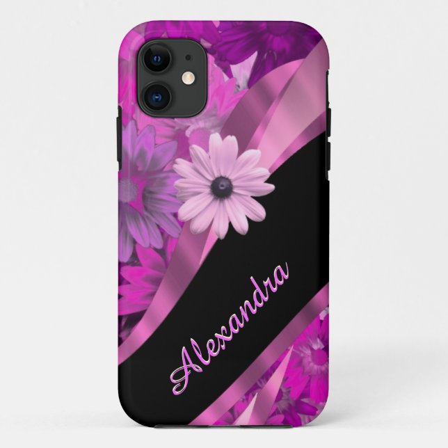 Pretty pink floral pattern personalised Case-Mate iPhone case (Back)