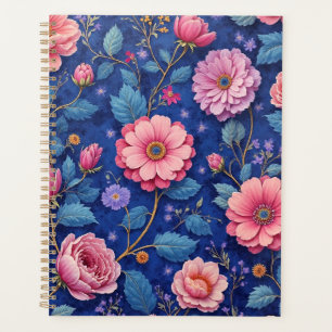 Pretty pink floral pattern planner