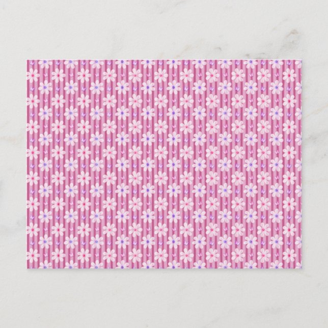 Pretty Pink Floral Pattern Postcard (Front)