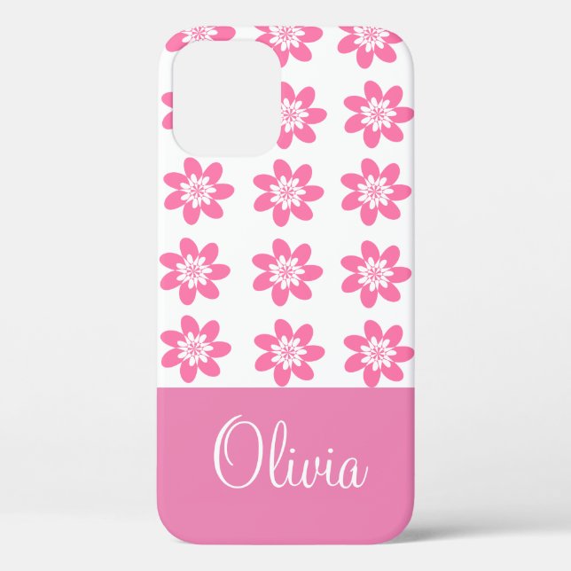 Pretty Pink Floral Personalised Case-Mate iPhone Case (Back)