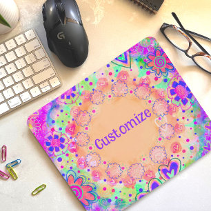 Pretty Pink Floral Personalised Inspirivity Mouse Pad