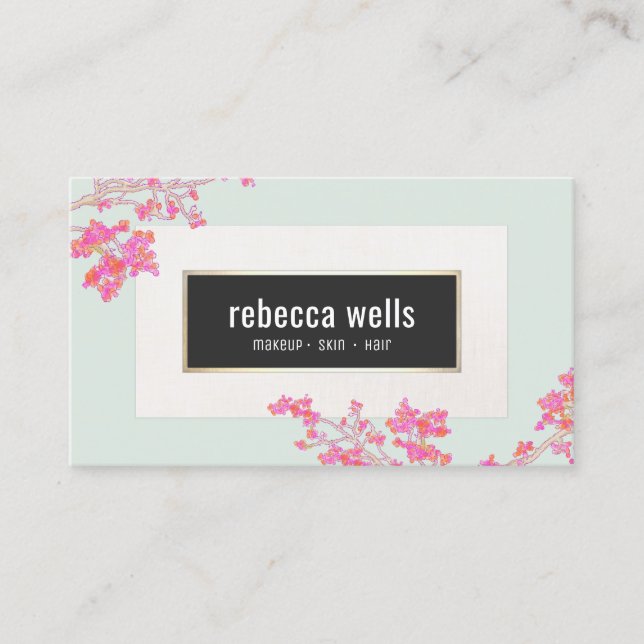 Pretty Pink Floral Skin and Nails Spa Business Card (Front)