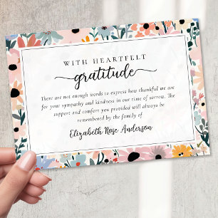 Pretty Pink Floral Sympathy Funeral Thank You Card