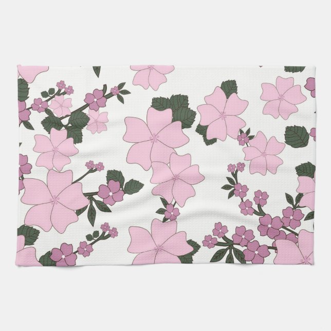 Pretty Pink Floral Tea Towel (Horizontal)
