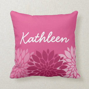 Pretty Pink Floral Trio with Name Cushion