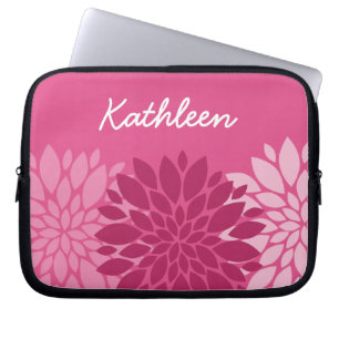Pretty Pink Floral Trio with Name Laptop Sleeve