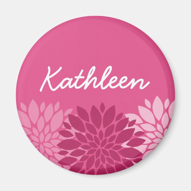 Pretty Pink Floral Trio with Name Magnet (Front)