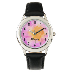 Pretty Pink Floral Watch with Personalised Name