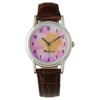 Pretty Pink Floral Watch with Personalised Name
