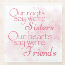 Pretty Pink Floral Watercolor Sister Friends Quote