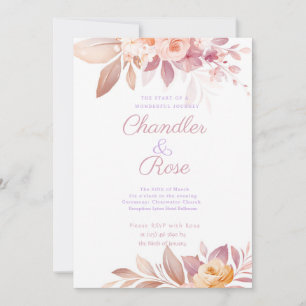 Pretty Pink Floral Wedding Invitation