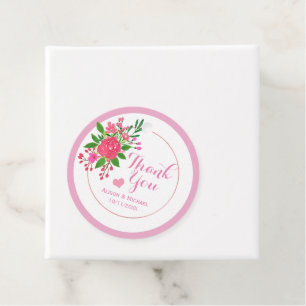 Pretty Pink Floral Wedding Thank You Favour Tags