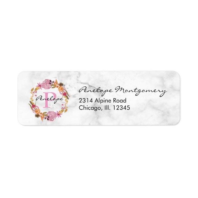 Pretty Pink Floral Wreath Monogram (Front)