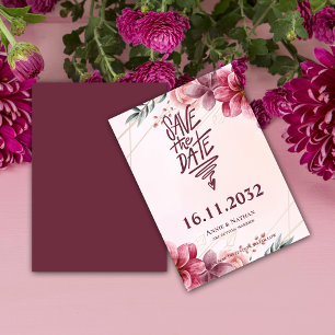 Pretty Pink Florals Frame Wedding Save the Date 