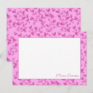 Pretty Pink Florals Modern Script Personalised Card