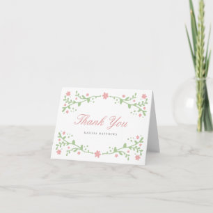 Pretty Pink Florals Thank You Note Card