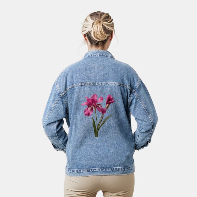Pretty Pink Flower Denim Jacket (Model)