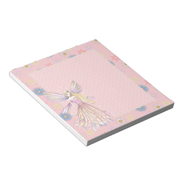 Pretty Pink Flower Fairy Notepad (Angled)