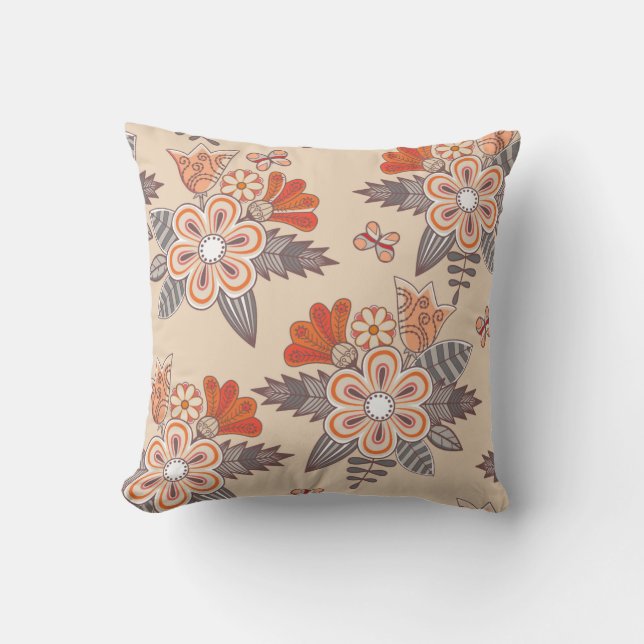 Pretty Pink Flower Floral Decorative Throw Pillow (Front)