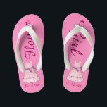 Pretty Pink Flower Girl Dress Bridal Party Wedding Kid's Jandals<br><div class="desc">Flip flops feature an original marker illustration of a pretty pink flower girl dress, with FLOWER GIRL in a fun font. Great little gift for your wedding party! Simply personalise with the date of your event. Coordinating designs available for other bridal party members. Designer is available to create and upload...</div>