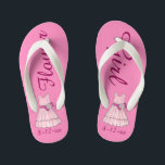 Pretty Pink Flower Girl Dress Bridal Party Wedding Kid's Jandals<br><div class="desc">Flip flops feature an original marker illustration of a pretty pink flower girl dress, with FLOWER GIRL in a fun font. Great little gift for your wedding party! Simply personalise with the date of your event. Coordinating designs available for other bridal party members. Designer is available to create and upload...</div>