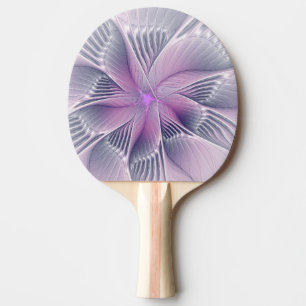 Pretty Pink Flower Modern Abstract Fractal Art Ping Pong Paddle