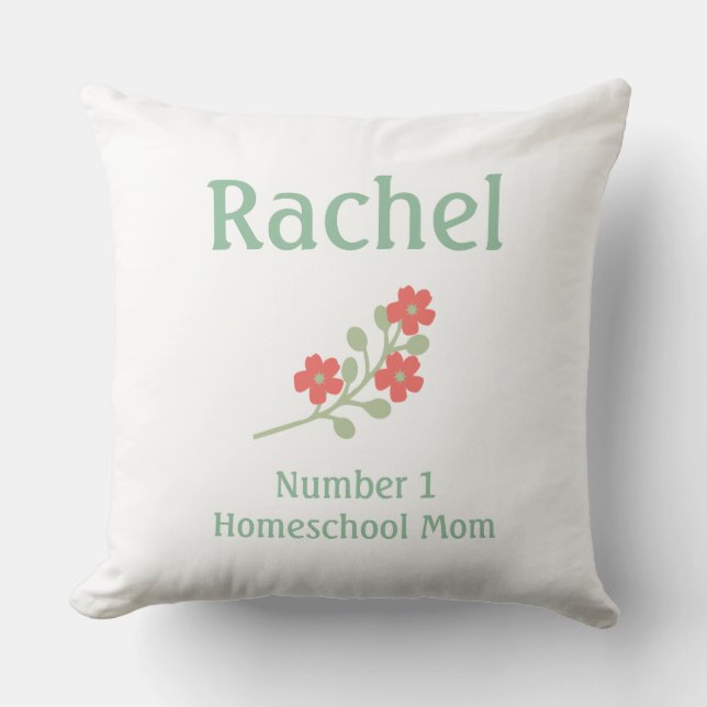 Pretty pink flower on white background cushion (Front)