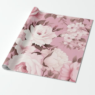 Pretty Pink Flower Pattern Wrapping Paper