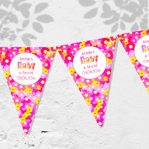 Pretty Pink Flower Personalised Baby Shower Bunting