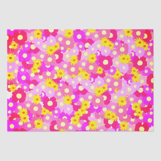 Pretty Pink Flower Shower Tissue Paper (Front)