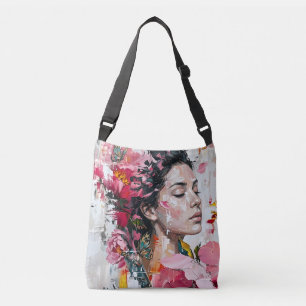 Pretty Pink Flower Woman Crossbody Bag