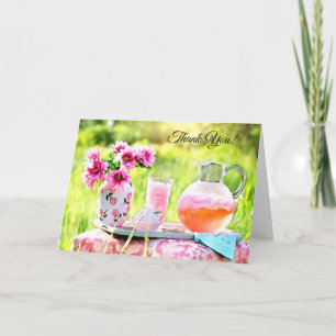 Pretty Pink Flowers And Strawberry Lemonade Drink Card