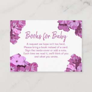 Pretty Pink Flowers Baby Shower Books for Baby Enclosure Card