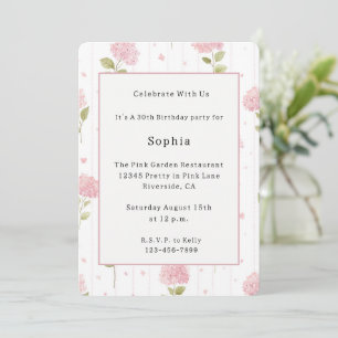 Pretty Pink Flowers Birthday Invitation
