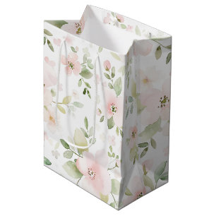 Pretty Pink Flowers Birthday Medium Gift Bag