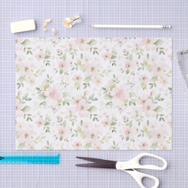 Pretty Pink Flowers Birthday Tissue Paper (Craft)